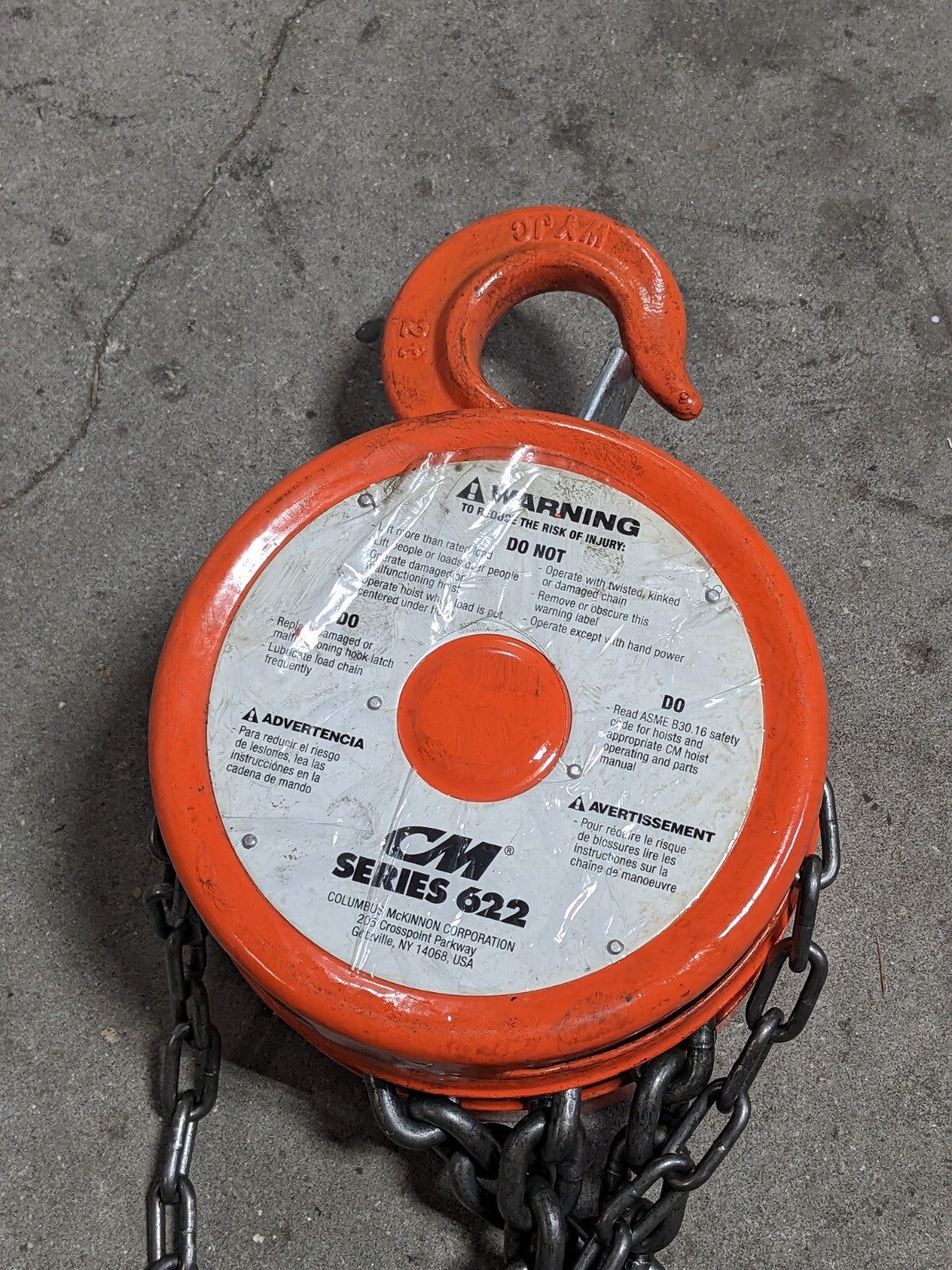 CM Series 622 Manual Hand Chain Hoist 2 Ton Capacity 20 Ft. Max. Lift 2233A