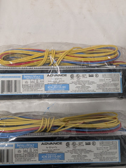 Advance Lamp Fluorescent Electronic Ballast 110W 120-277V Qty 2 ICN-2S110-SC