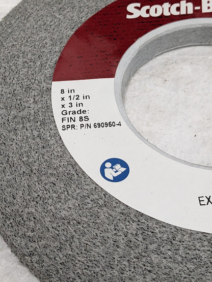 3M EX2 Deburring Wheel, 8 in x 1/2 in x 3 in 8S FIN, 7010366637