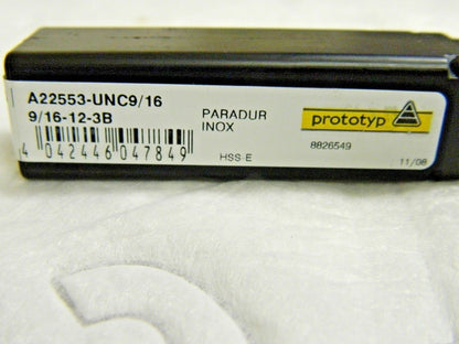 Prototyp HSS Machine Tap Paradur Inox 9/16"-12 3B 39º 4FL A22553-UNC9/16