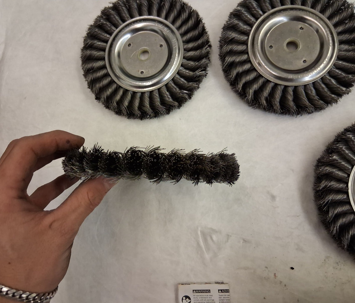 Weiler Knotted Wheel Brush 6" Wheel Dia 5/8" Face Width 0.0160" Wire Dia 08975