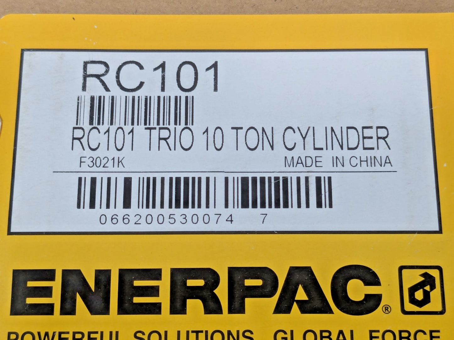 Enerpac Portable Hydraulic Single Acting Cylinder 10 Ton 1" Stroke RC101