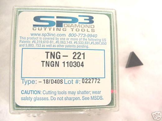 SP3 Tooling Carbide Insert TNGN110304 TNG221 QTY 2 18/D40S