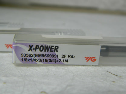 YG-1 EM966 X-Power Reg Length End Mill 1/8 x 1/4 x 3/16 x 2-1/4 Qty 3 93562