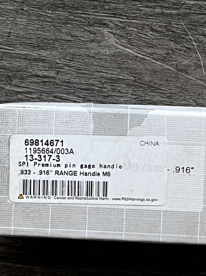 SPI 0.833 to 0.916" Ring Diameter Range M0 Handle Size Aluminum Pin Gage