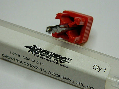 Accupro 0.045", 0.225" LOC 2-1/2" OAL 3 Flute, Solid Carbide  QTY 5. 01235