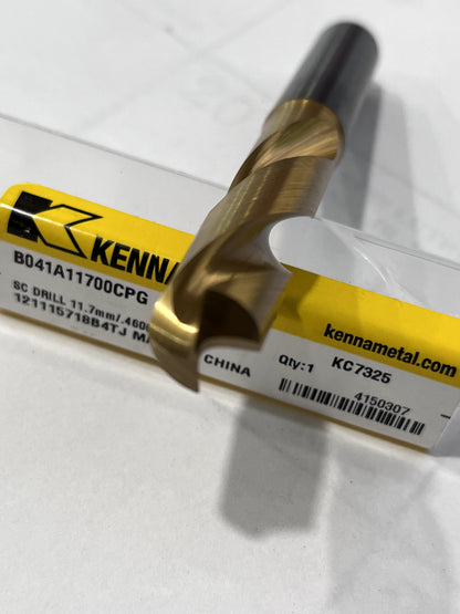 Kennametal Screw Machine Length Drill Bit 11.70 mm Dia 140 deg Point Carbide
