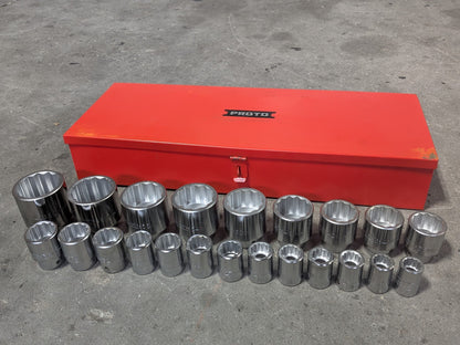 Proto 28-Piece Metric Socket Set 12 Point 3/4" Drive 21mm - 60mm Size Range