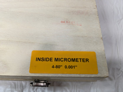 Fowler Inside Micrometer Set 4-80" Range 0.001" Grad 52-243-480-1 INCOMPLETE