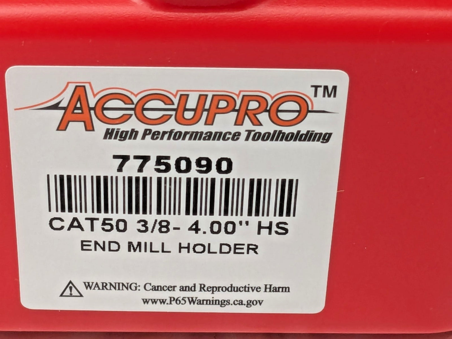 Accupro End Mill Holder Through Coolant CAT50 3/8" Hole Dia 4" Proj 775090