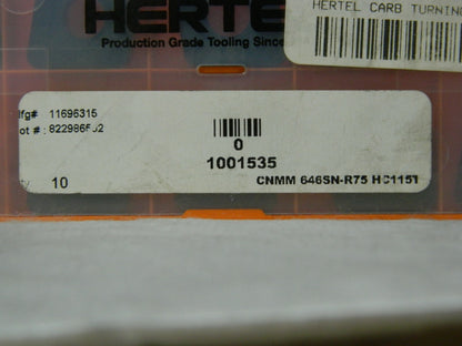 Hertel CNMM646SN-R75 HC115T Carbide Turning Insert 10 pack1001535