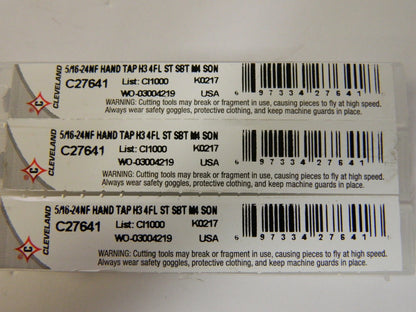 Cleveland 5/16-24 UNF H3 4-Flute Nitride/Oxide Finish Machine Tap QTY 3 C27641