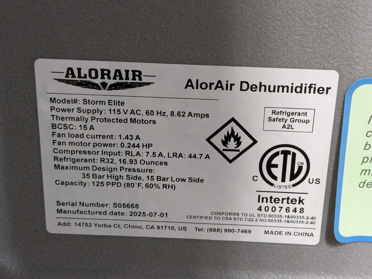 AlorAir Storm Elite Commercial Dehumidifier w/ Pump 125 PPD 120v Damaged Wheel