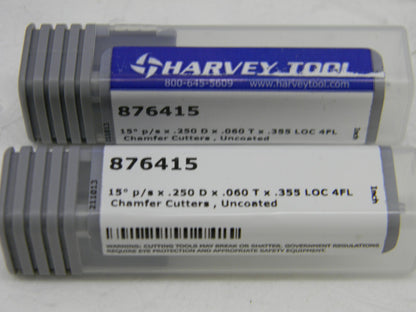 HARVEY TOOL 2-1/2 OAL Solid Carbide Chamfer Mill 4FL QTY 2 876415