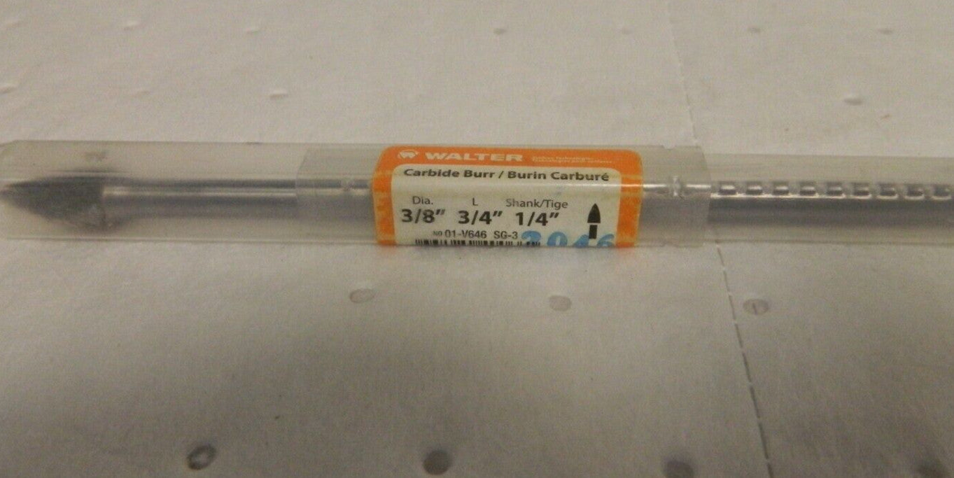 Walter 3/8″ Cut Diam 1/4″ Shank Diam Carbide Double Cut Taper Burr 01-V646