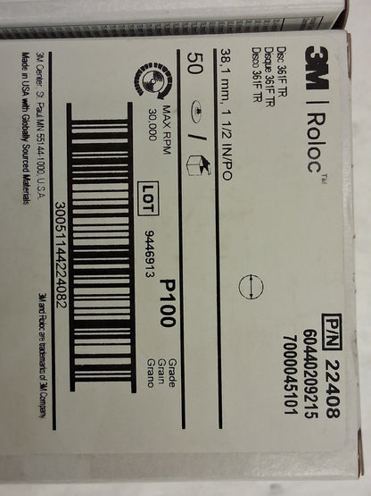 3M Quick-Change Discs QTY100 Roloc TR 1-1/2" Dia 100 Grit 7000045101