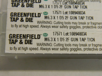 Widia Greenfield Spiral Point Gun Tap M6.3 x 1" D5 2FL HSS Lot of 3 USA #17