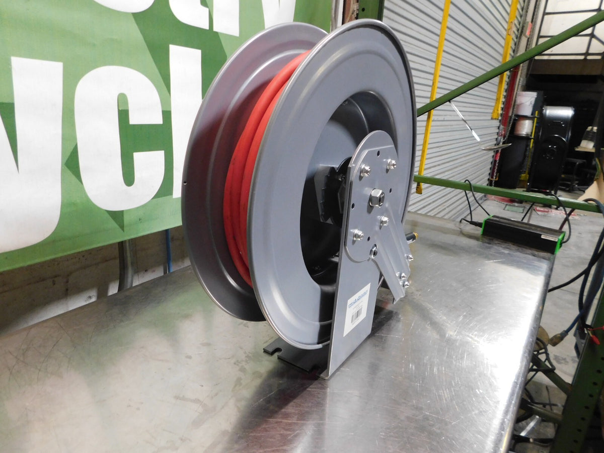 PRO-SOURCE Hose Reel with Hose 3/8" ID x 50' Spring Retract 300 psi 1/4" NPT Out