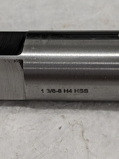 Straight Flute Tap: 1-3/8-8 4 Flute HSS 3" Thread Length, 6-1/16" OAL