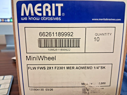 Merit Abrasives Mounted Flap Wheels QTY10 2" Dia 1" Face Width 66261189992