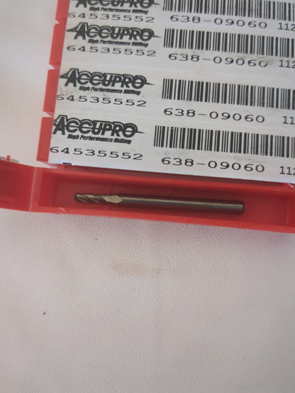 Accupro 5pc Ball End Mill: 0.0900″ Dia, 0.2700″ LOC, 4 Flute, Solid Carbide65027