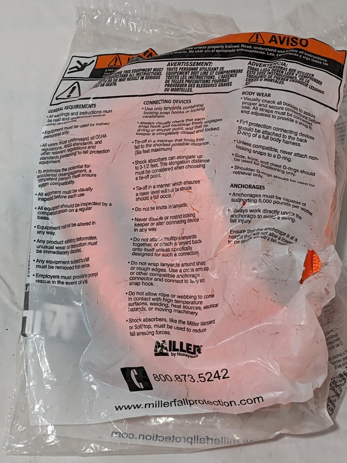 Miller Titan 6' Tubular Shock-Absorbing Lanyard 310 Lb Cap T5111-Z7/6FTAF