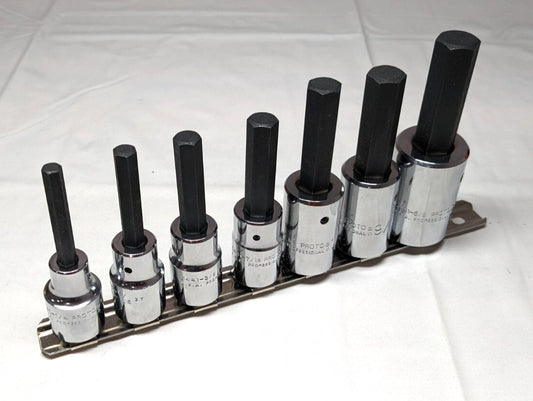 PROTO Hex Bit  7pc Set  1/2" Drive   1/4" to 5/8" Hex   J5441-7