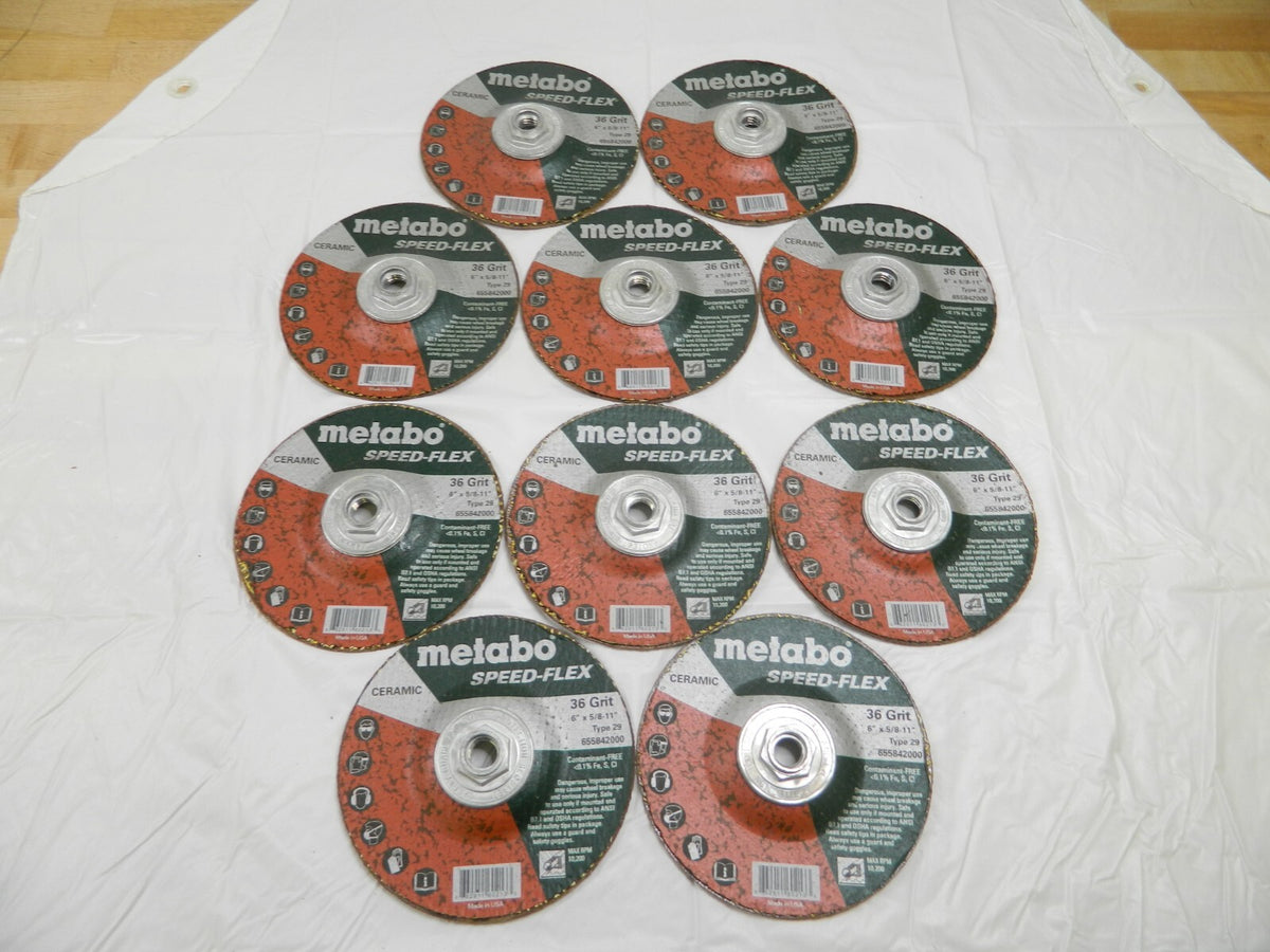 METABO Fiber Disc: 6" Disc Dia, 36 Grit, Ceramic Alumina Qty 10 655842000