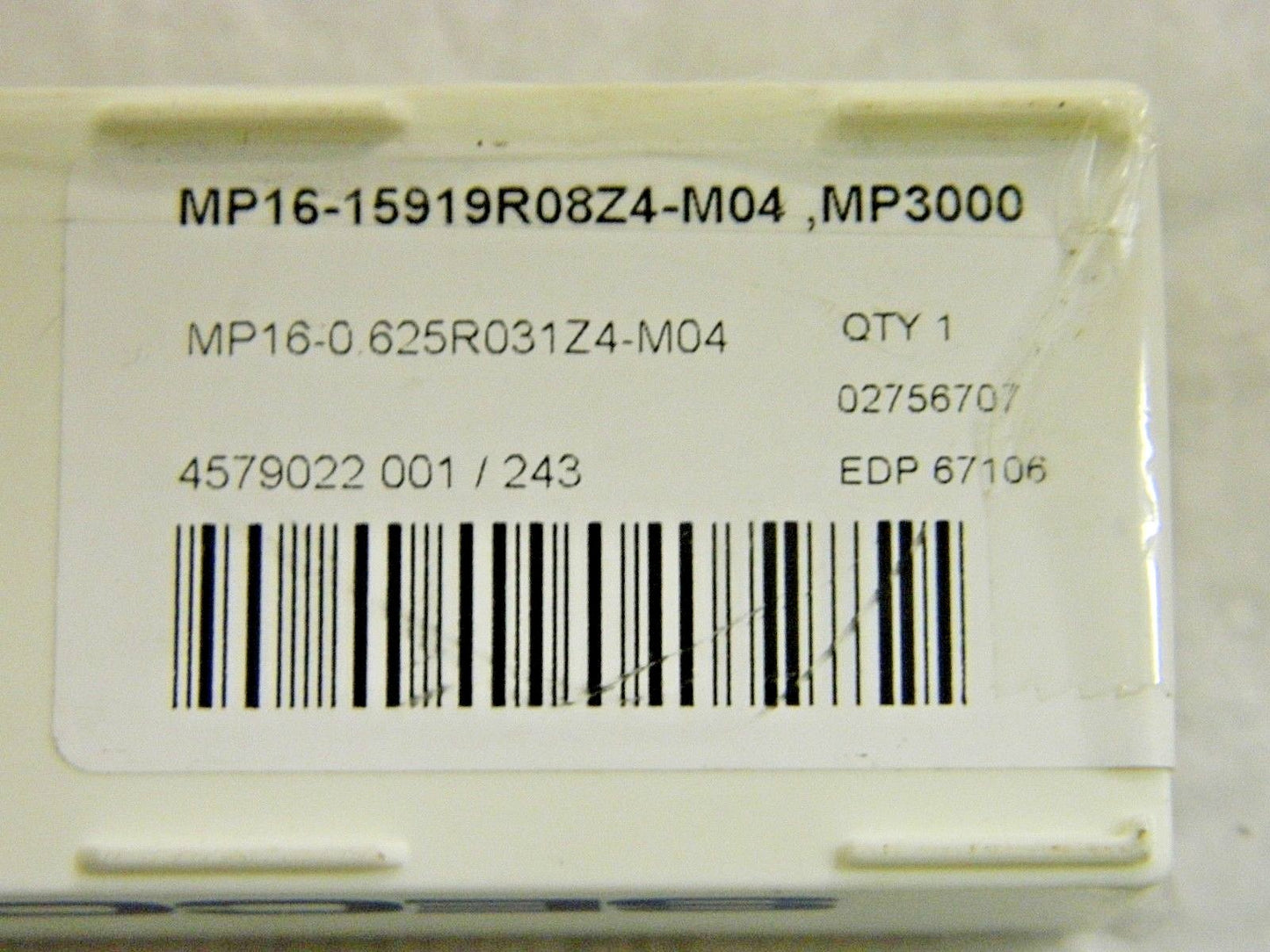 Seco Carbide Milling Tip Insert MP16 M04 Grade MP3000 0.625" Cut Diam 4FL  67106