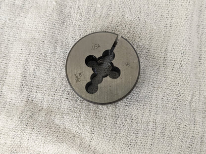 TITAN USA Round Die: 3/8-16, 1-1/2" OD, Carbon Steel TE80143