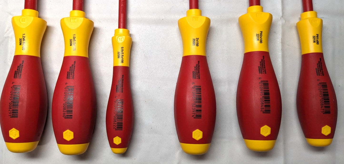 WIHA Screwdriver Set 6 Pc Insulated Slotted Phillips Square 32097 INCOMPLETE SET