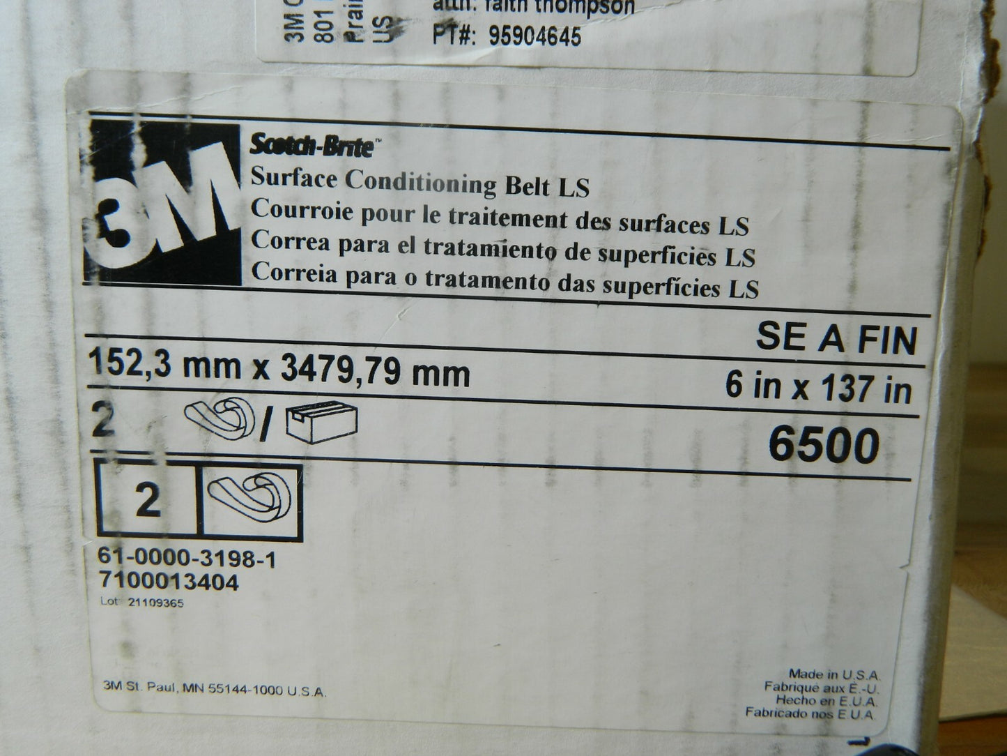 3M Scotch-Brite Surface Conditioning Belt 6" x 137"Low Stretch Qty 2 7100013404