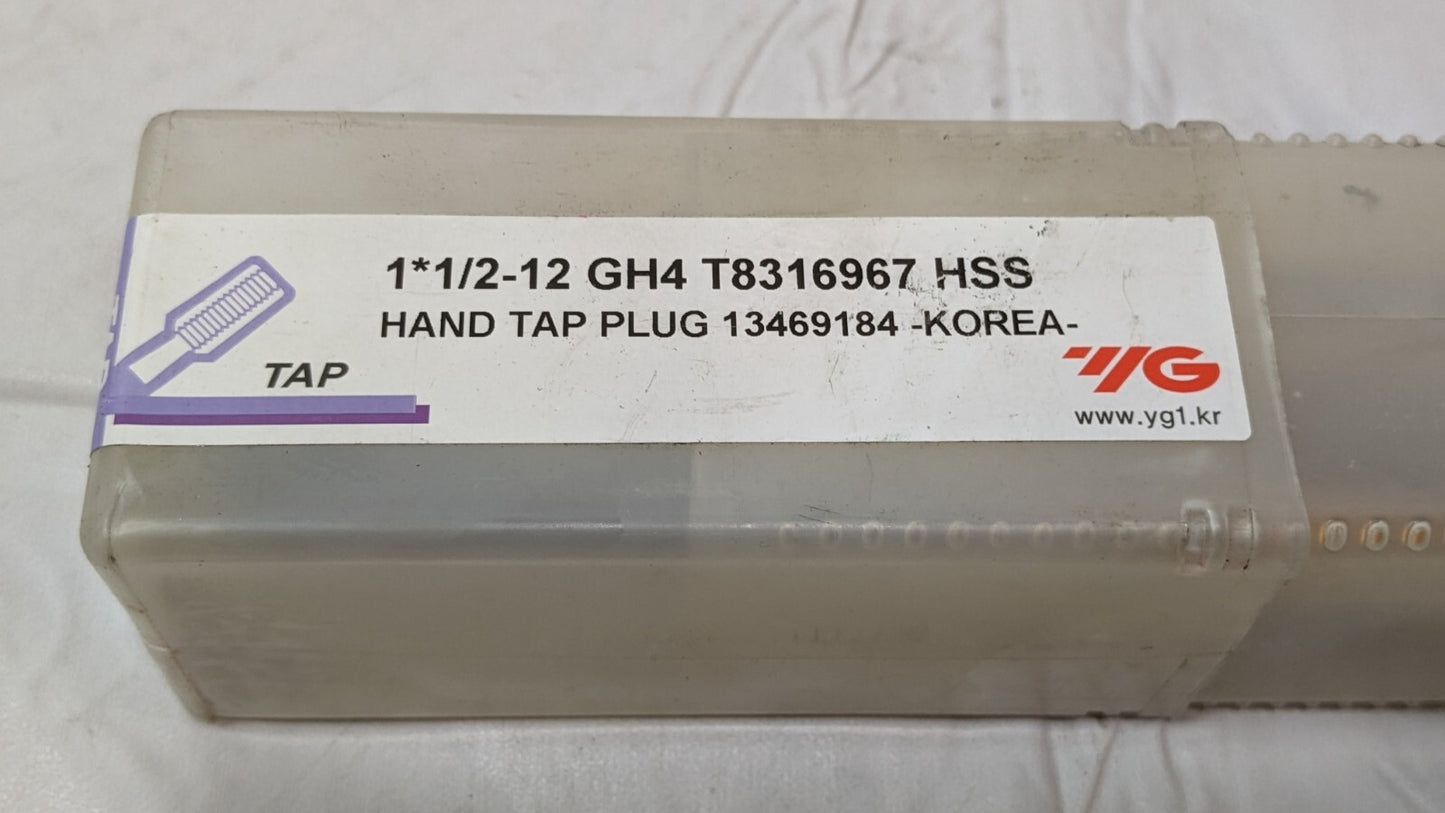 YG1 Straight Flute Plug Standard Hand Tap HSS TiN 1-1/2- 12 GH4 6FL T8316967