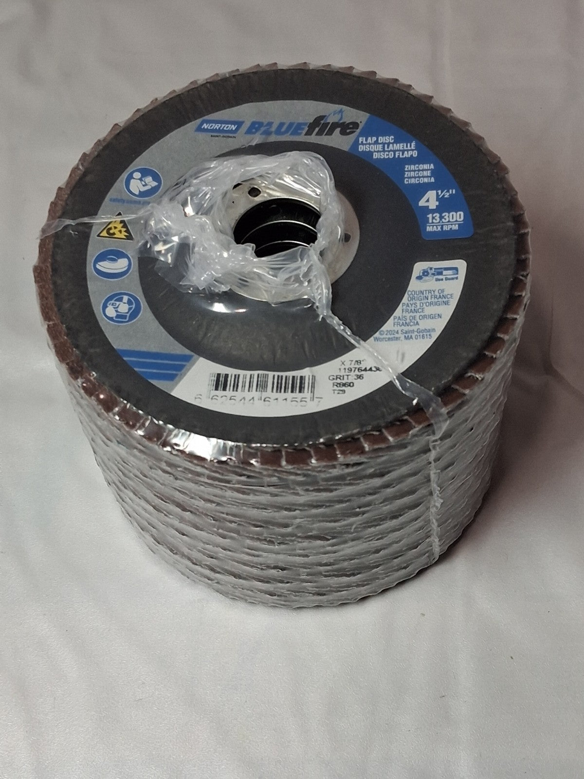 Norton Zirconia Alumina Flap Discs 4-1/2" Dia 7/8" QTY10 6625446115