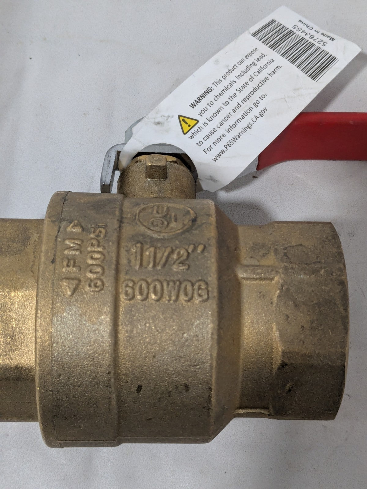 Full-Port Ball Valve: 1-1/2" Pipe, Full Port, Brass, 600 WOG  TXN150