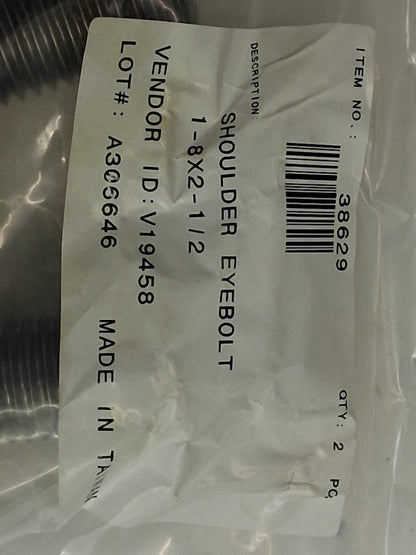 Pro Fixed Lifting Eye Bolts QTY2 W/ Shoulder 9,000 lb Capacity 1-8 Thread 38629