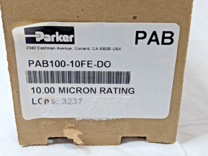 Parker Pleated Filter Cartridge 10 gpm 10 Micron 2-11/16"OD 10"H PAB100-10FE-DO