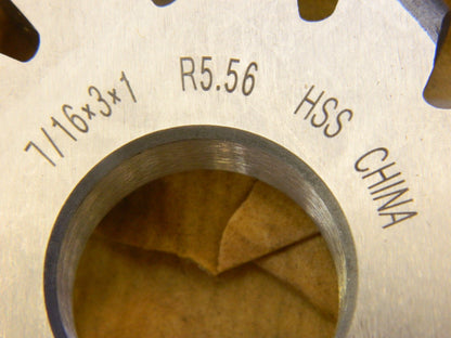 7/32 Radius, 3 Diam, 12 Teeth hss Convex Radius Cutter 317-0297