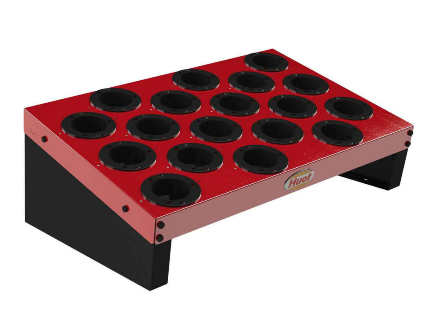 Huot Angled Storage Rack for 50 Taper CNC Tools 18 Holes 27" x 20" x 11" 14850