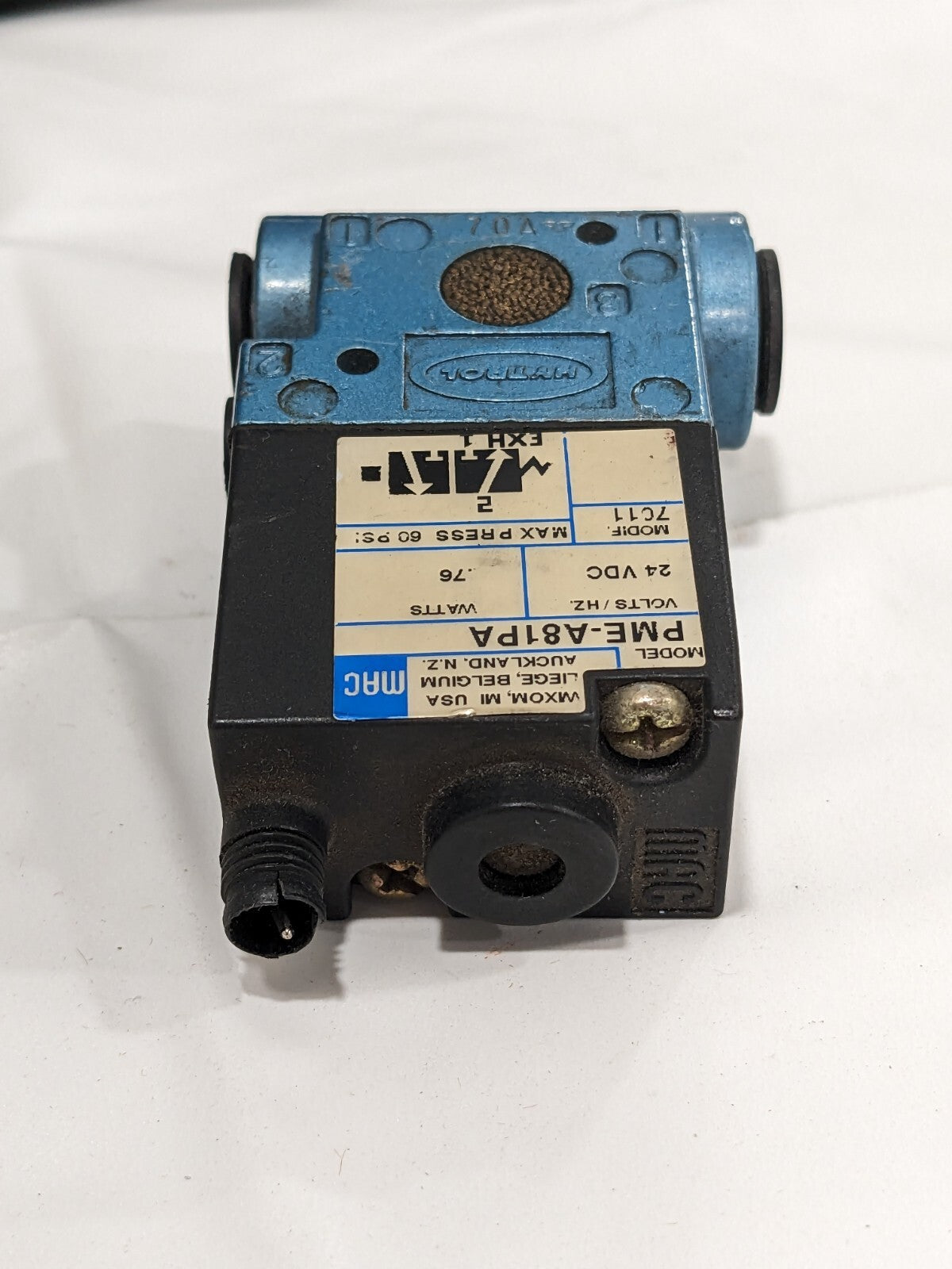 Mac Solenoid Valve 24 VDC Coil Hytrol EzLogic Mod 7011. PME-A81PA