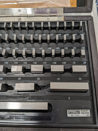 FOWLER 81 Pc Gage Block Set: 0.05 to 4'' Range, Economy Grade 53-672-081-0