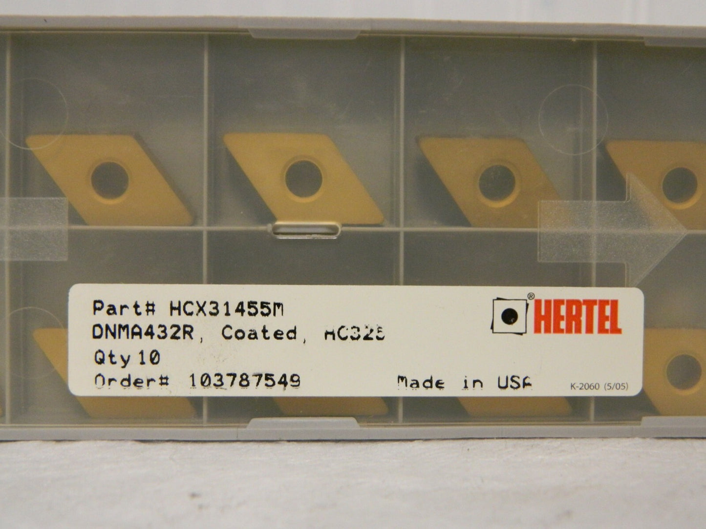 Hertel Carbide Turning Inserts DNMA432R Grade-HC325 Qty 10 HCX31455M