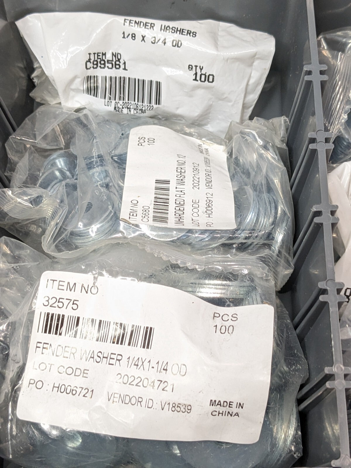 1450 Piece Fender Washers No 6 - 3/8" Diameter 8539