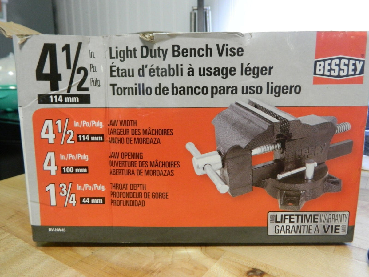 Bessey Tools 4-1/2" Light Duty Workshop Bench Vise w Swivel Base BV-HW45