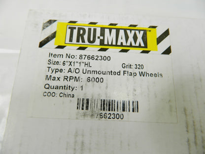 TRU-MAXX 6 x 1" 320 Grit Aluminum Oxide Unmounted Flap Wheel Qty 2 87662300
