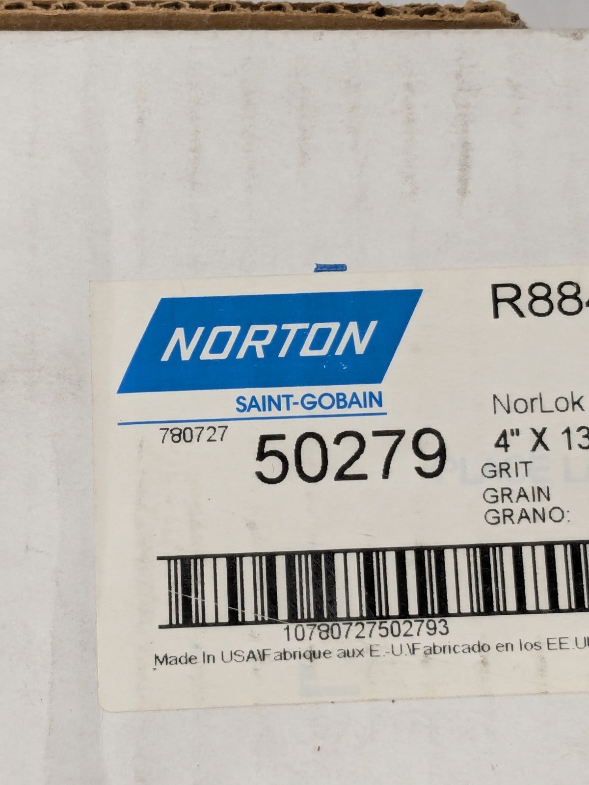 (10) Norton Abrasive Belt: 4" Wide, 132" OAL, Zirconia Alumina 80G 78072750279