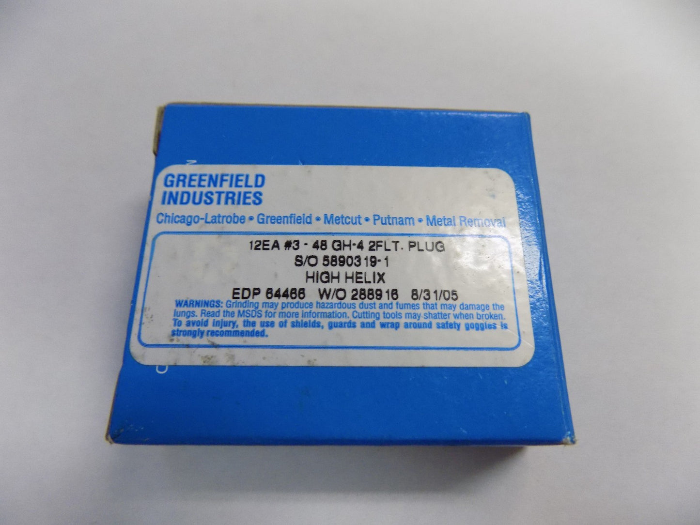 Greenfield Industries 64466 #3 - 48 Gh4 2 Flute Plug High Helix Taps, Qty 6