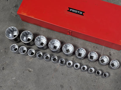 Proto 28-Piece Metric Socket Set 12 Point 3/4" Drive 21mm - 60mm Size Range