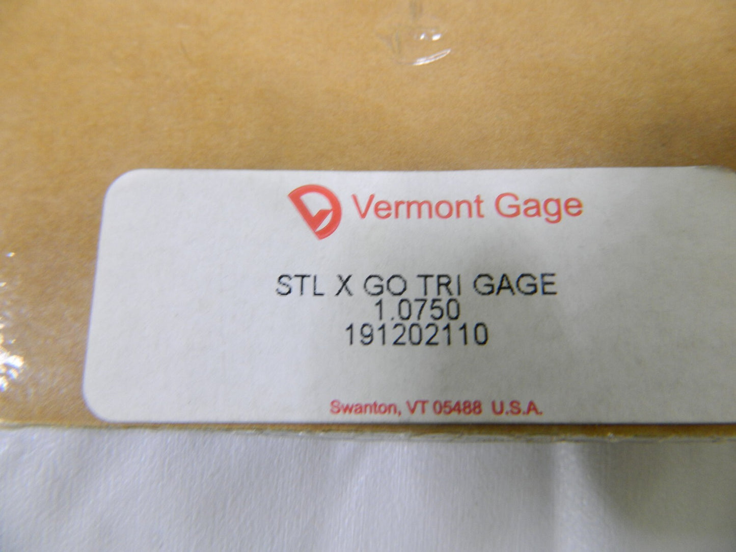 Vermont Gage Class X Plus Steel Pin Gage Go 1.0750 Plus Tolerance 191202110