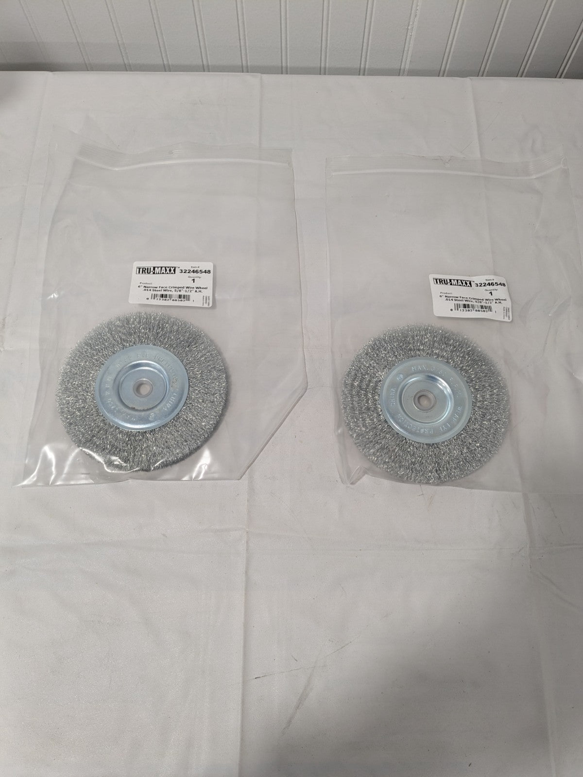 Tru-Maxx Wheel Brush: 6" Dia, Crimped 1/2" Hole, Steel 2 Pack 32246548